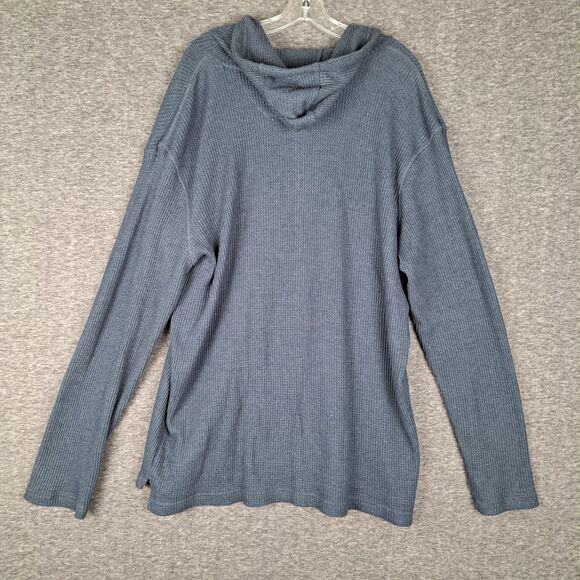 Weatherproof Vintage Men's Blue Long Sleeved Waffle Hoodie Sweater Size XXL - Picture 2 of 9